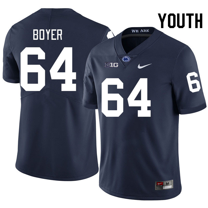 Youth #64 Eagan Boyer Penn State Nittany Lions College Football Jerseys Stitched-Navy